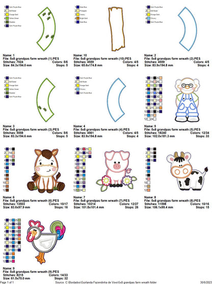 Grandpa's Farm Wreath - ITH Project - Machine Embroidery Design