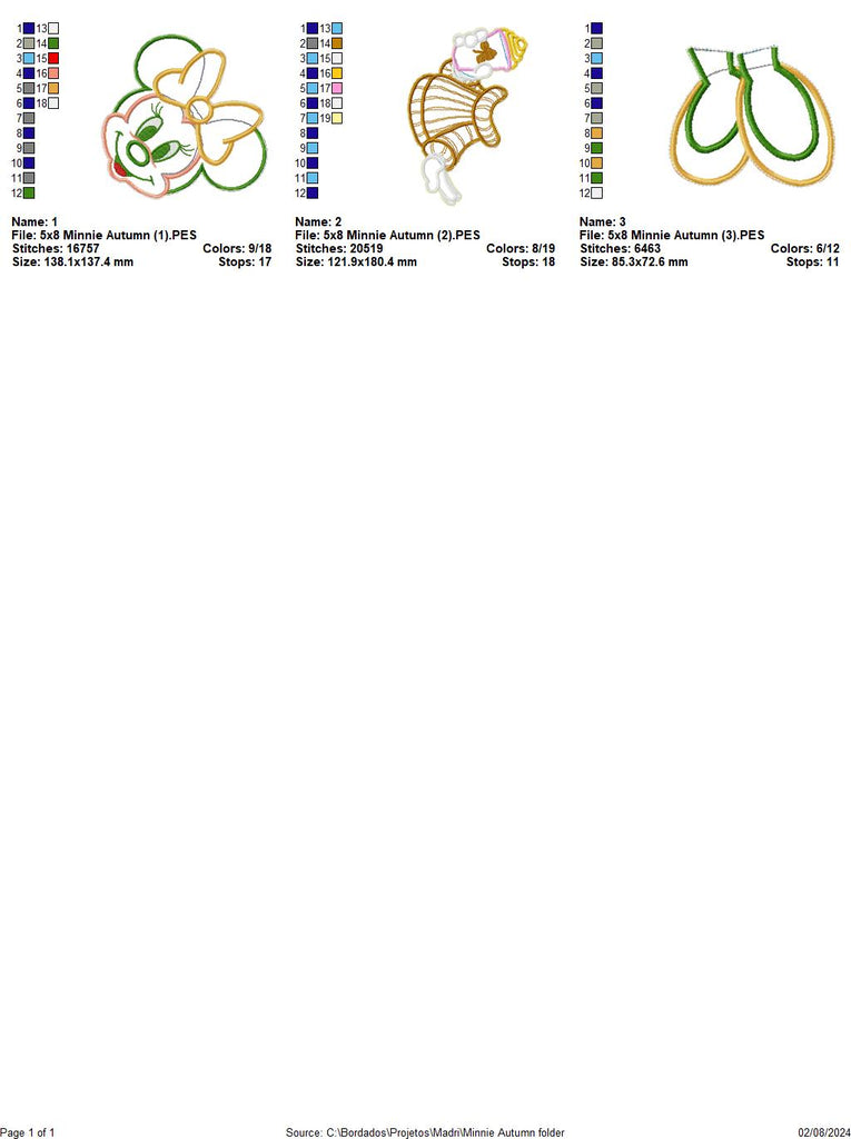 Minnie Autumn - ITH Project - Machine Embroidery Design
