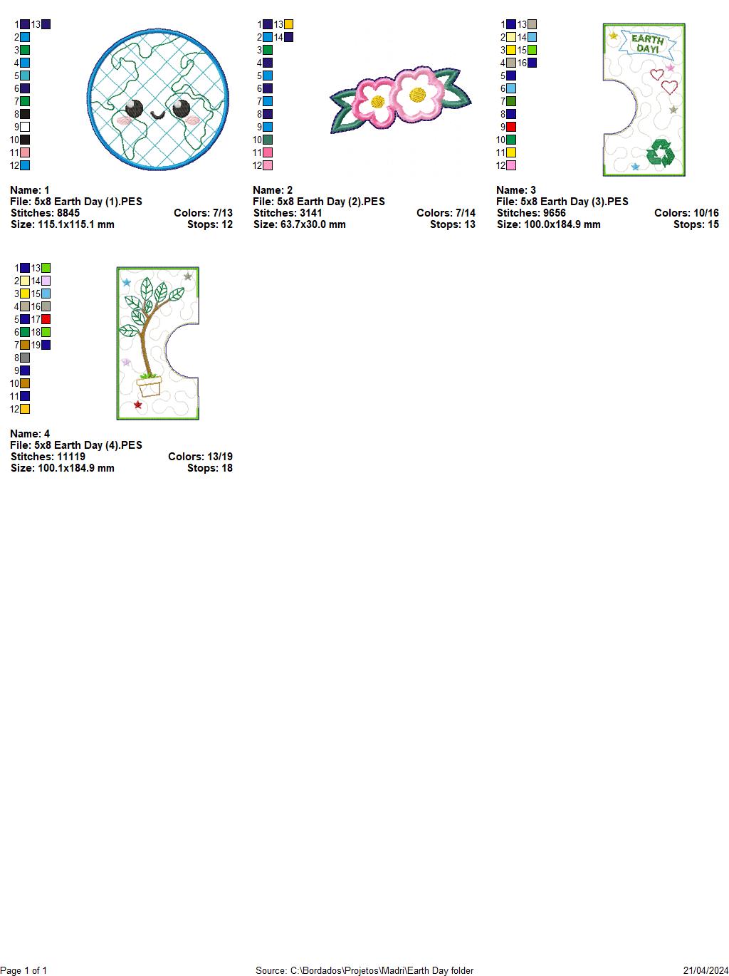 Earth's Day - ITH Project - Machine Embroidery Design