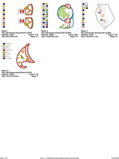 Gnome planet Earth - ITH Project - Machine Embroidery Design