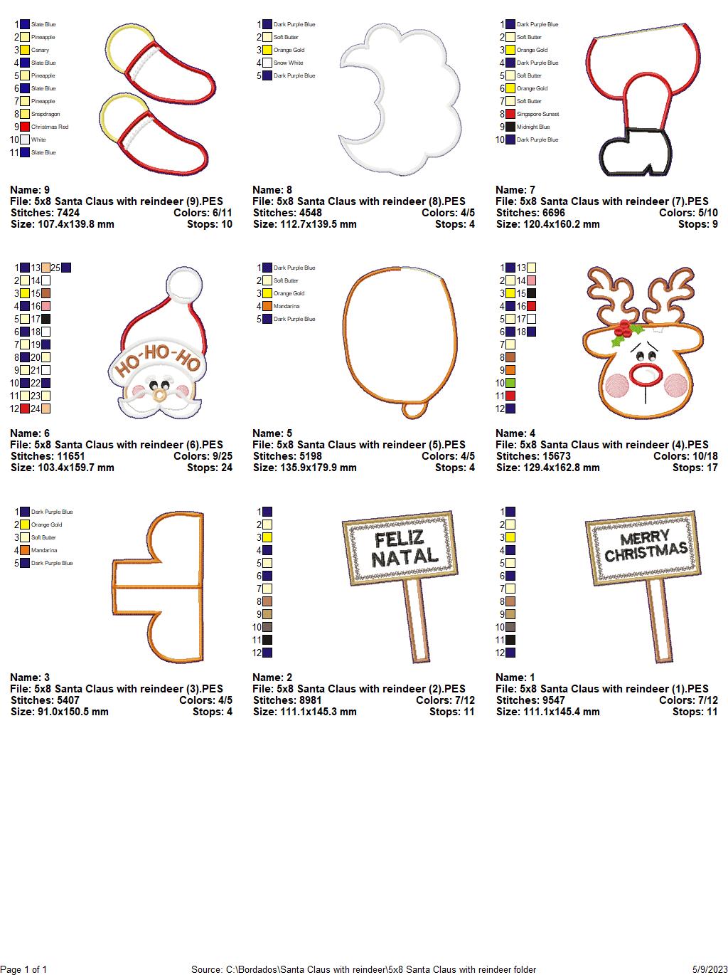 Santa Claus with Reindeer - ITH Project - Machine Embroidery Design