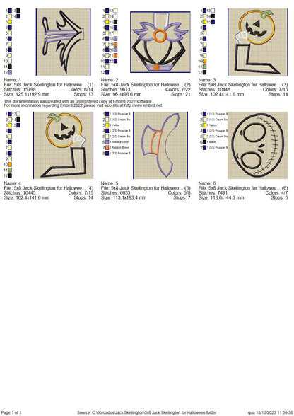 Jack Skellington Halloween - ITH Project - Machine Embroidery Design