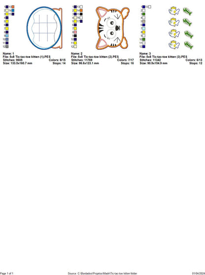 Tic-tac-toe kitten - ITH Project - Machine Embroidery Design