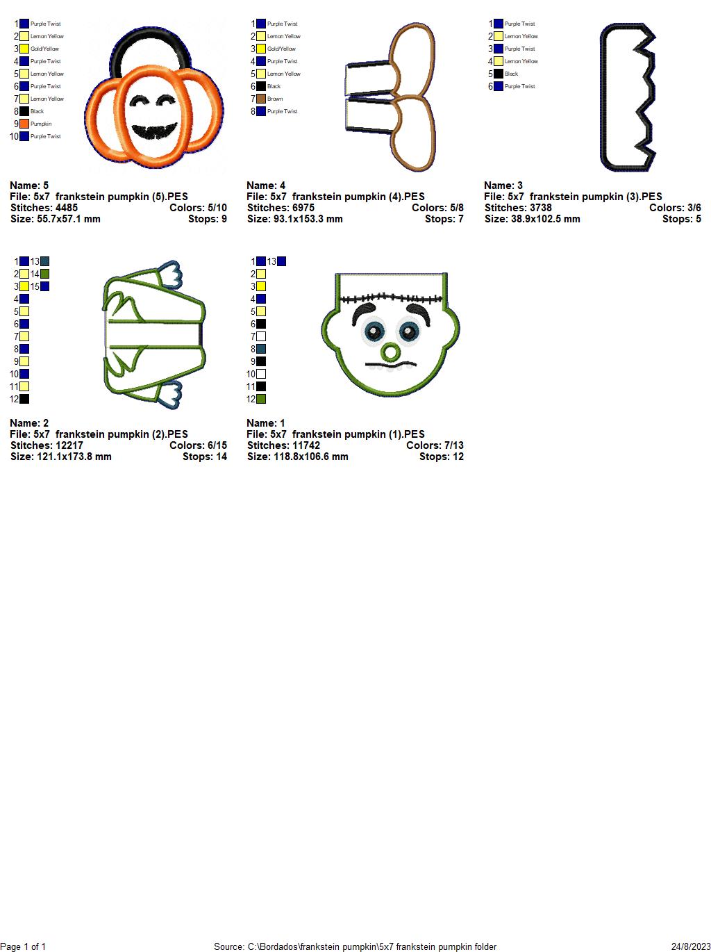 Frankstein - ITH Project - Machine Embroidery Design