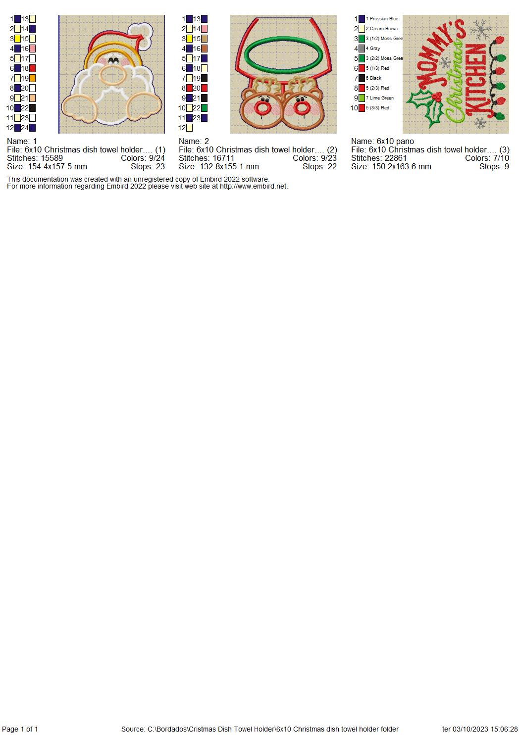 Santa's Christmas Dish Towel Holder - ITH Project - Machine Embroidery Design