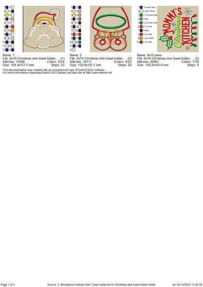 Santa's Christmas Dish Towel Holder - ITH Project - Machine Embroidery Design