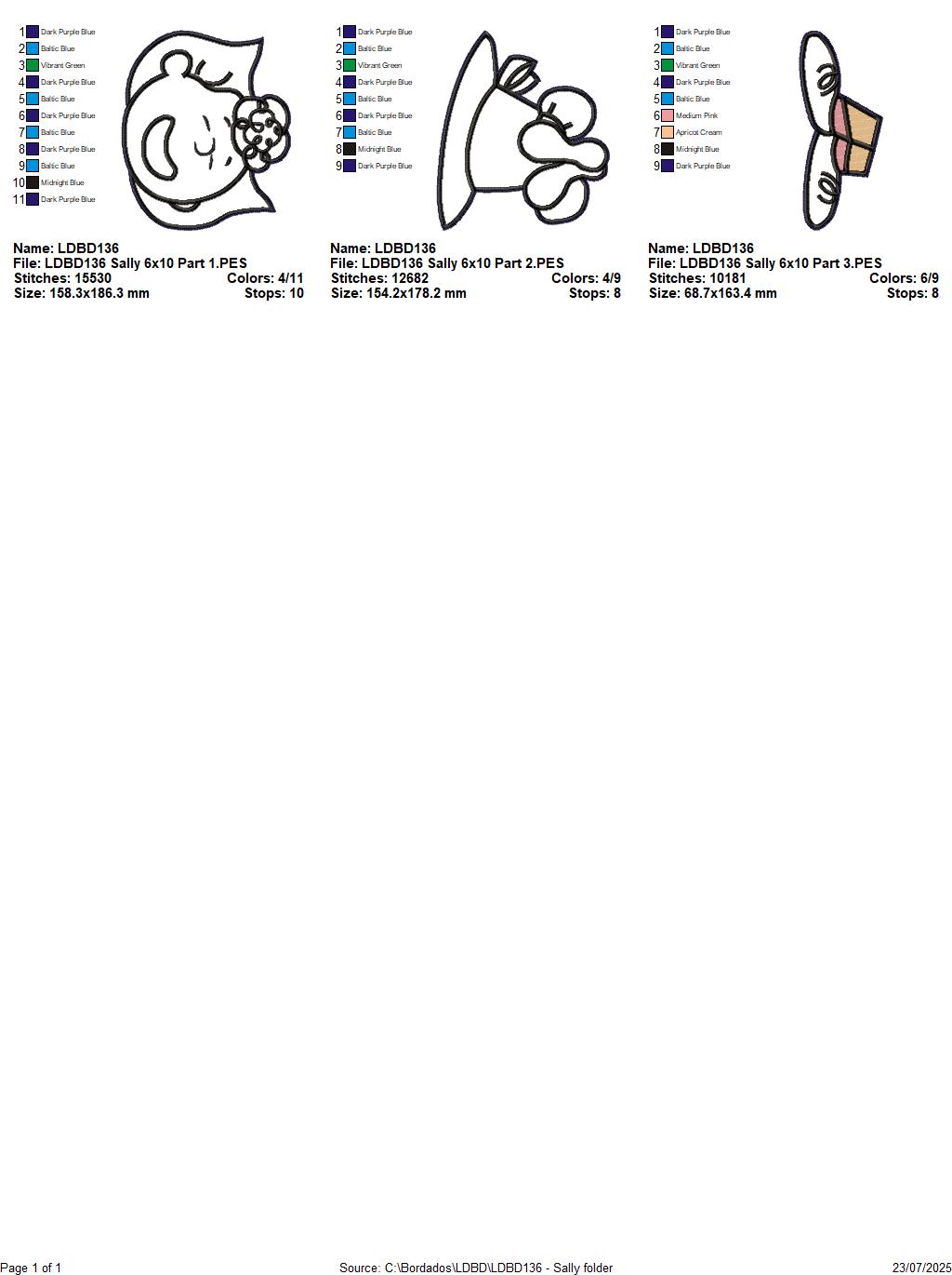 Sally – ITH Project – Machine Embroidery Design