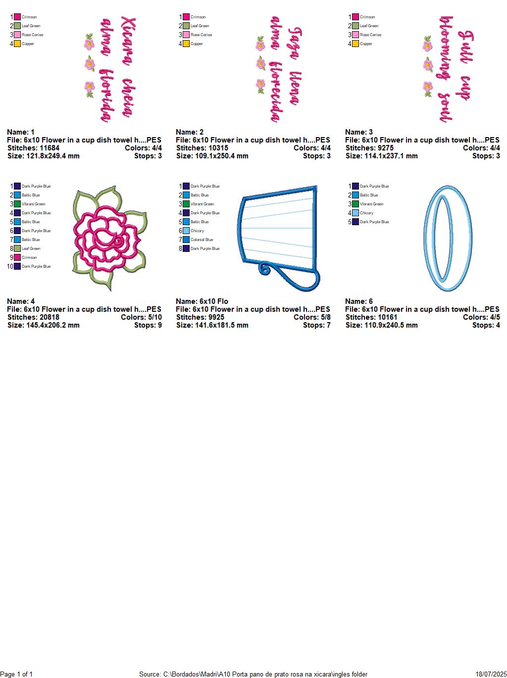 Floral Teacup Towel Holder – ITH Project – Machine Embroidery Design
