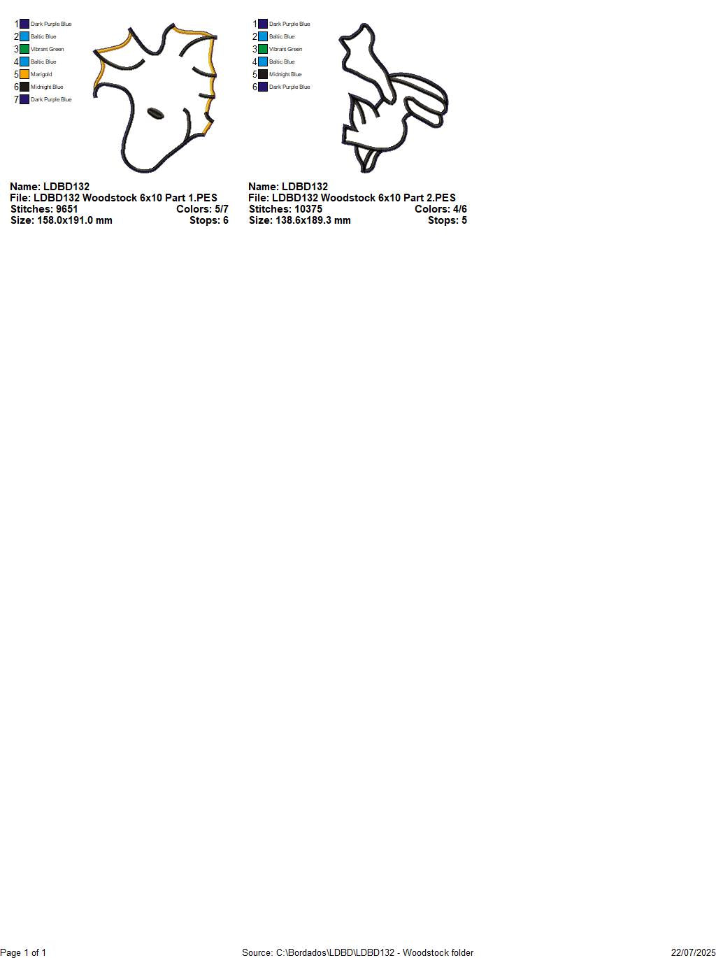 Woodstock Bird – ITH Project – Machine Embroidery Design