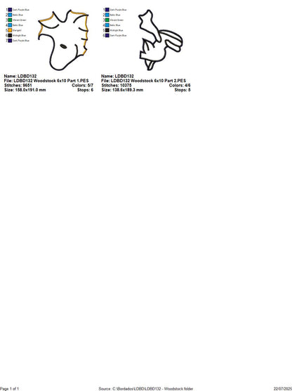 Woodstock Bird – ITH Project – Machine Embroidery Design