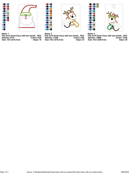 Santa Claus with Reindeers – ITH Project for Towels and Fabrics – Machine Embroidery Design 🎅🦌