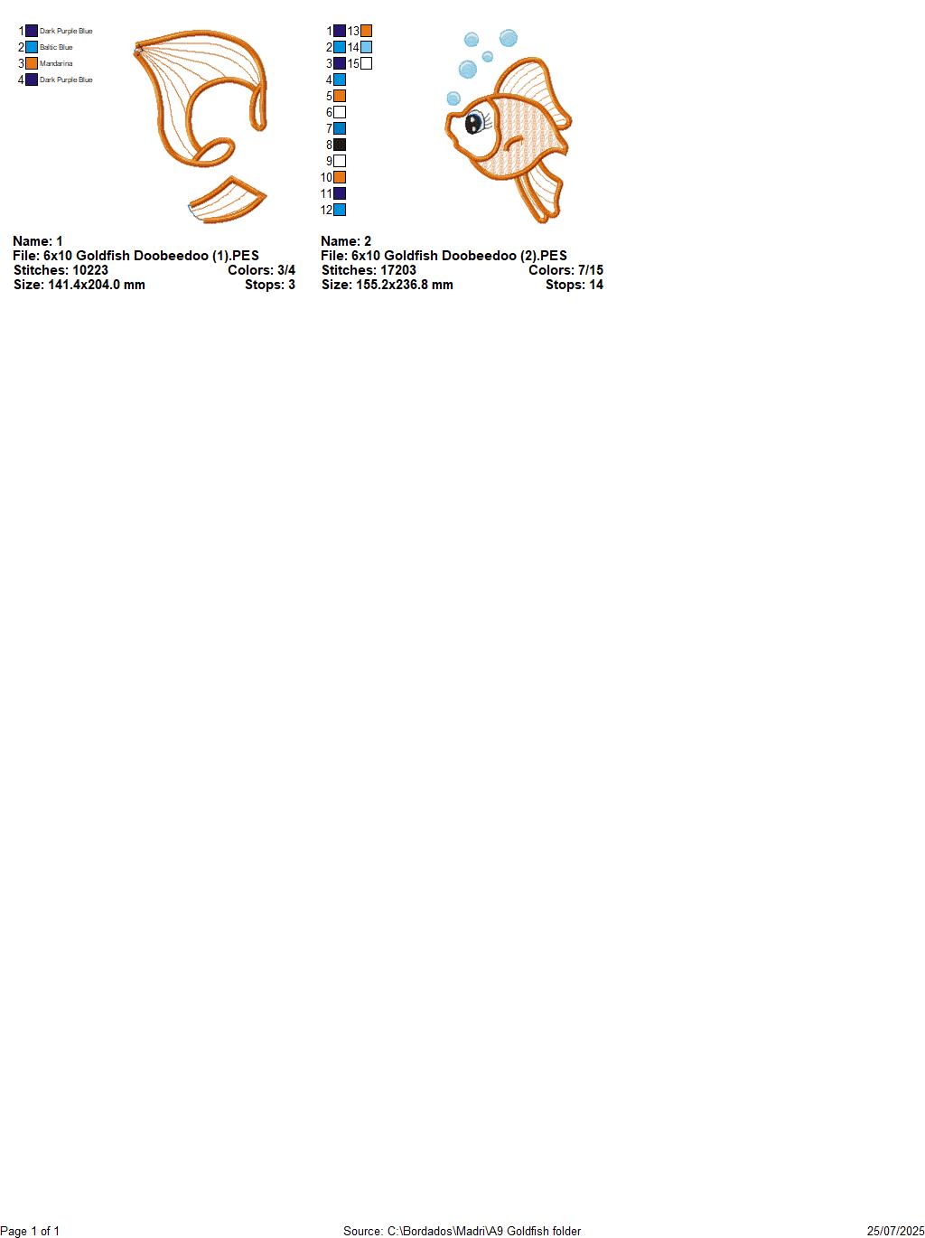 Little Goldfish 3D – ITH Project – Machine Embroidery Design