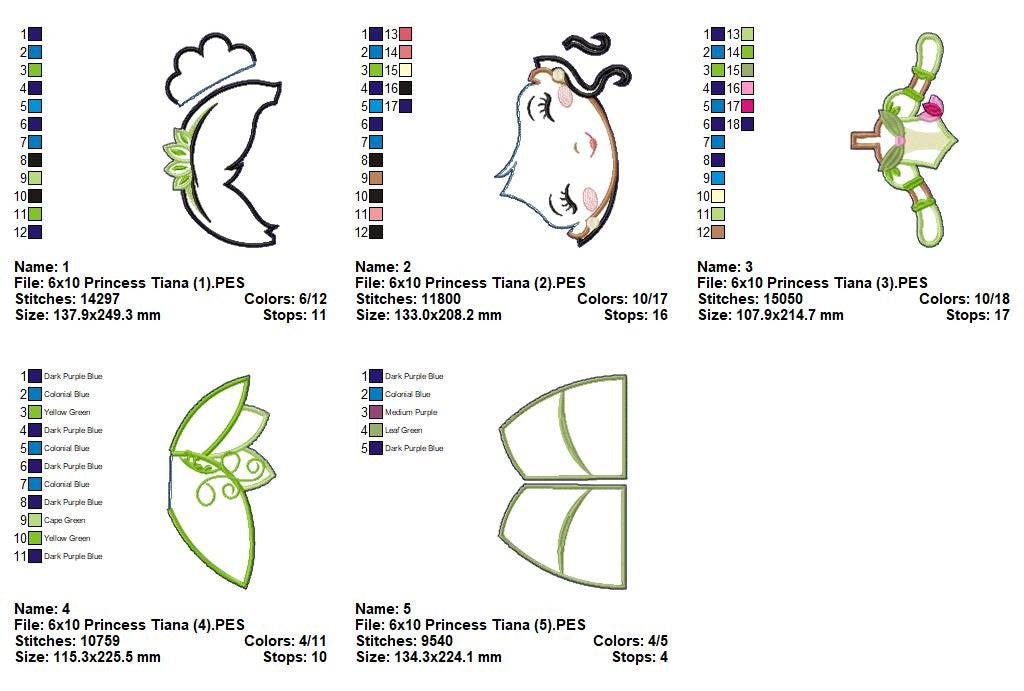 Princess Tiana – ITH Project – Machine Embroidery Design