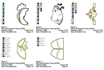 Princess Tiana – ITH Project – Machine Embroidery Design