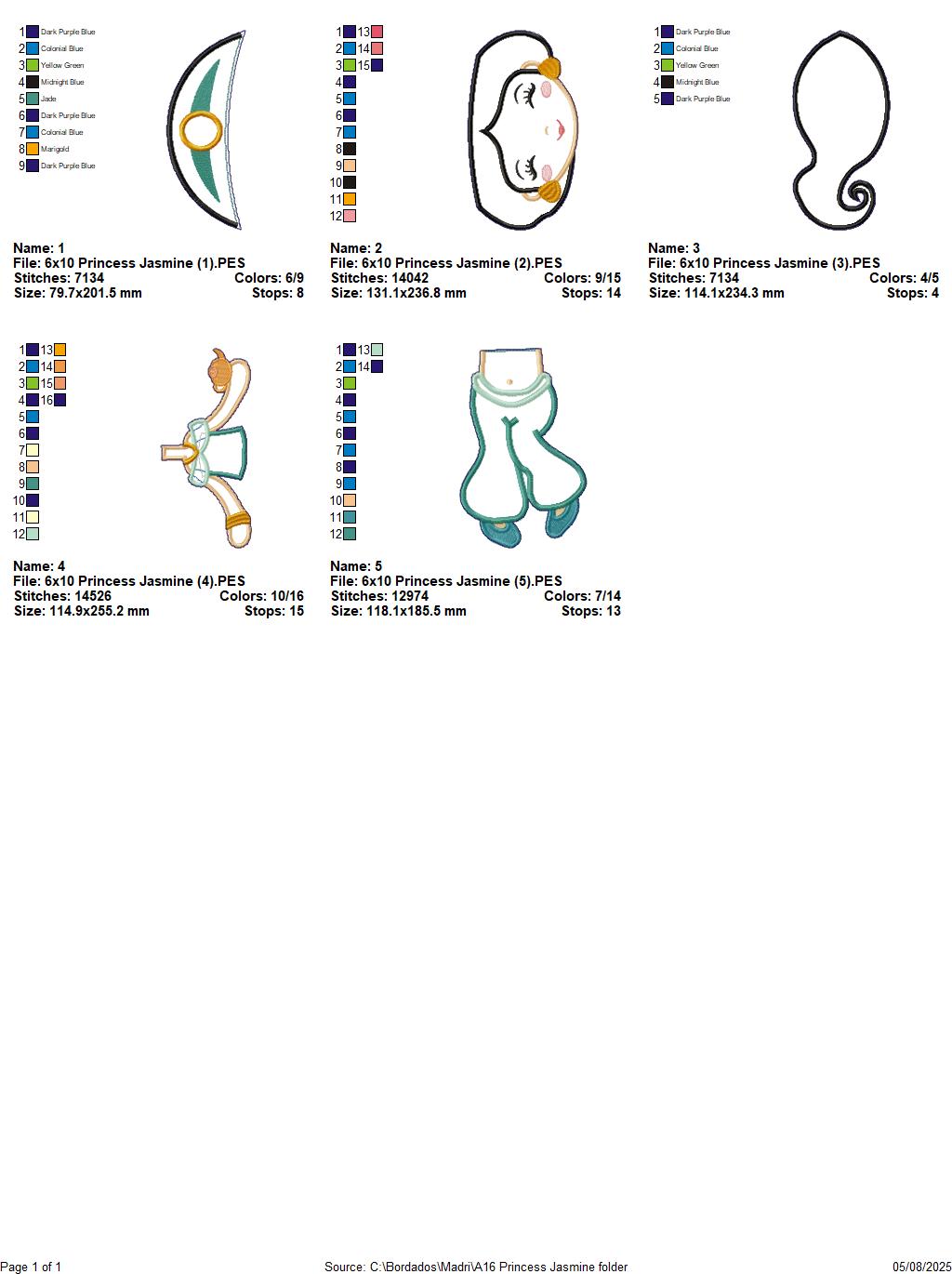 Princess Jasmine – ITH Project – Machine Embroidery Design