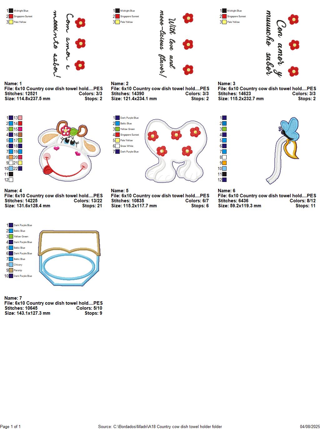 Country Cow Towel Holder – ITH Project – Machine Embroidery Design