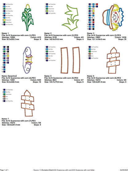 Scarecrow with Corn ITH Project – Machine Embroidery Design