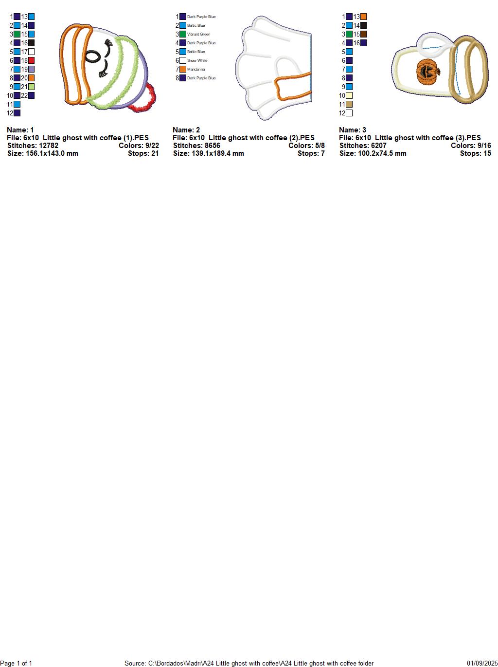 Little Ghost with Coffee – ITH Project – Machine Embroidery Design