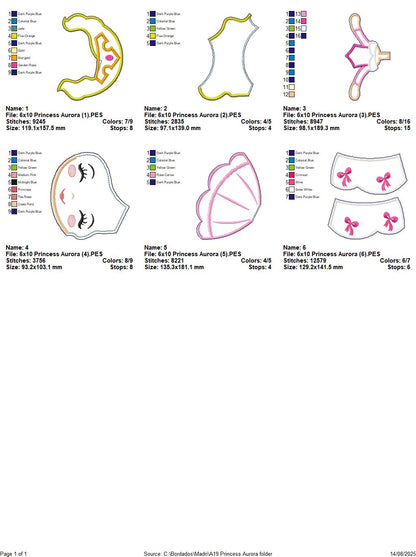 Princess Aurora – ITH Project – Machine Embroidery Design