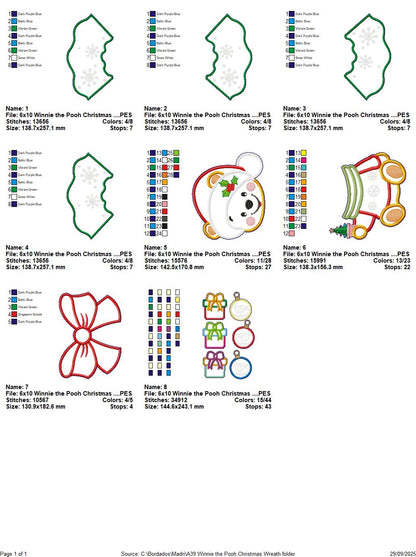 Christmas Bear Wreath – ITH Project – Machine Embroidery Design
