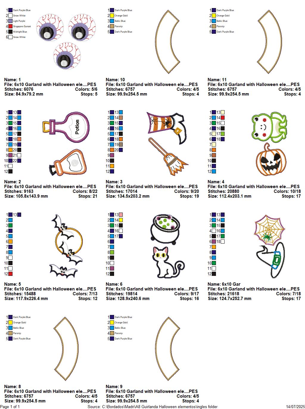 Halloween Elements Wreath – ITH Project – Machine Embroidery Design