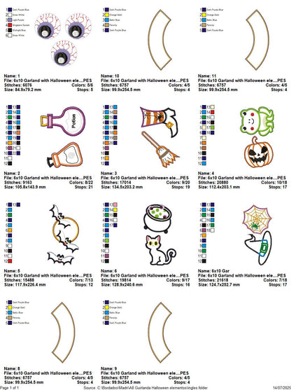 Halloween Elements Wreath – ITH Project – Machine Embroidery Design