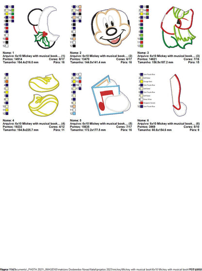 Mickey with Musical Book - ITH Project - Machine Embroidery Design