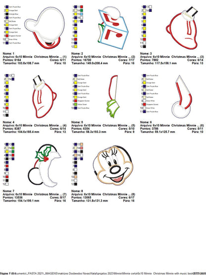 Minnie Christmas with Music Book - ITH Project - Machine Embroidery Design