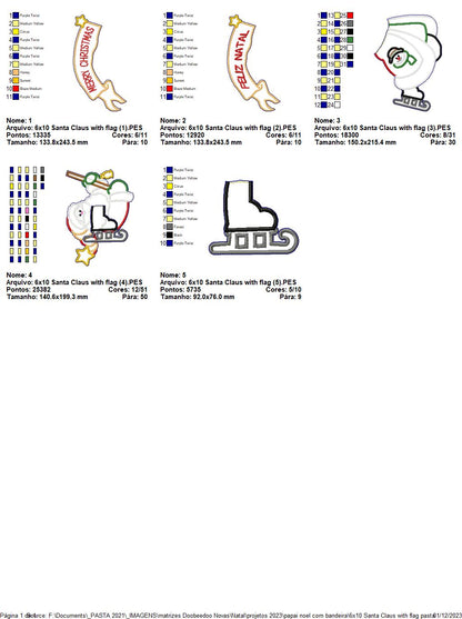 Santa Claus with Flag - ITH Project - Machine Embroidery Design