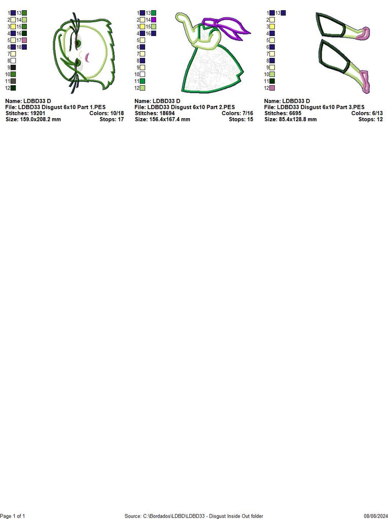 Disgust Inside Out - ITH Project - Machine Embroidery Design