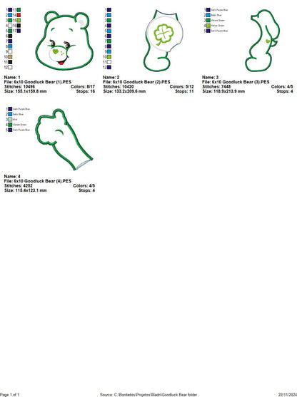 Goodluck Bear Care Bears - ITH Project - Machine Embroidery Design