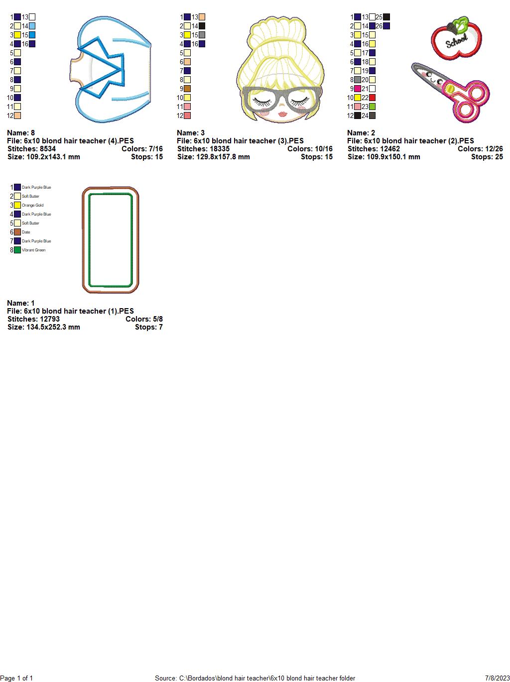 Blond Teacher - ITH Project - Machine Embroidery Design