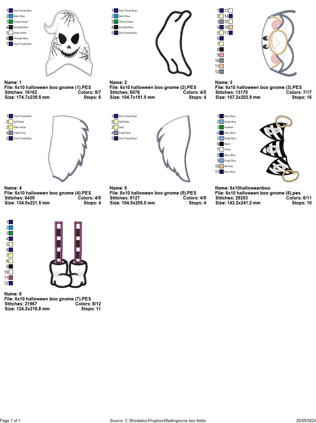 Gnome Boo Halloween  - ITH Project - Machine Embroidery Design