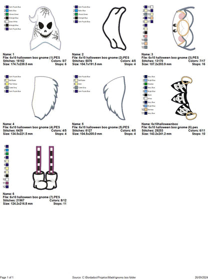 Gnome Boo Halloween  - ITH Project - Machine Embroidery Design