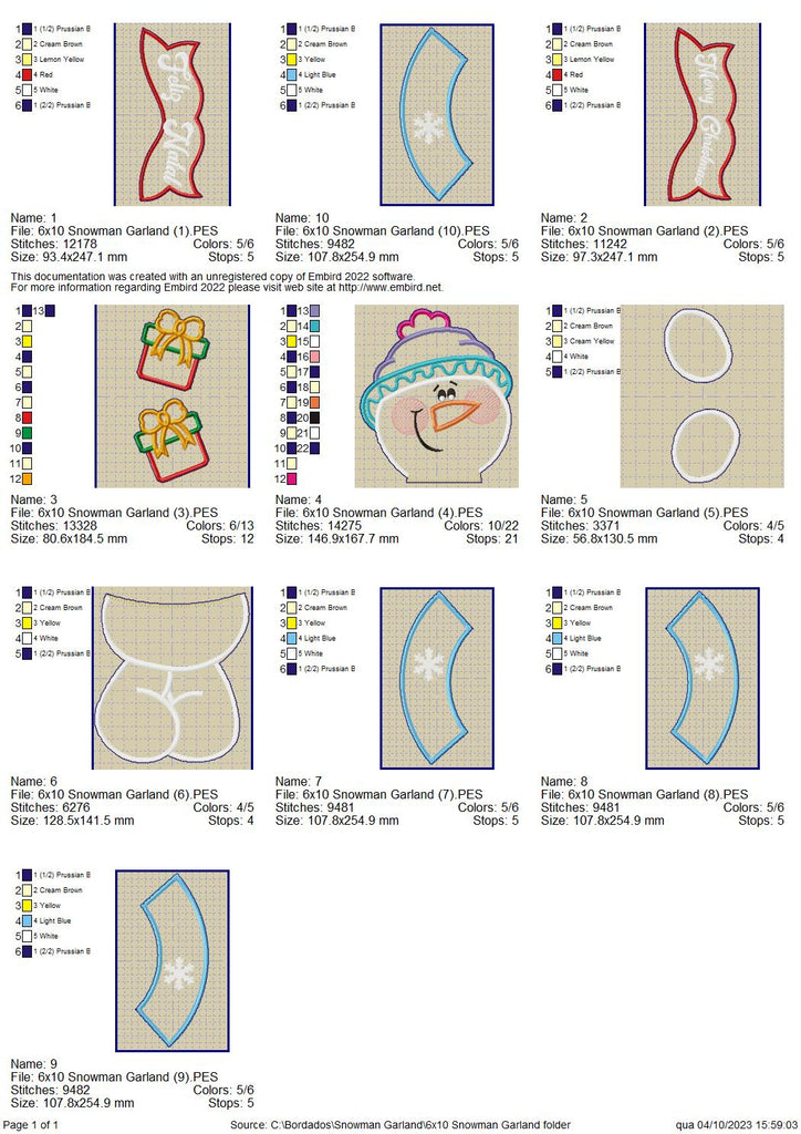 Merry Christmas Snowman Wreath - ITH Project - Machine Embroidery Design