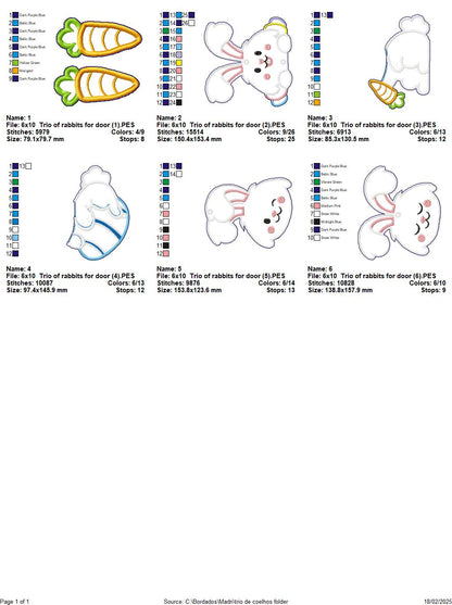Trio of rabbits for door - ITH Project - Machine Embroidery Design