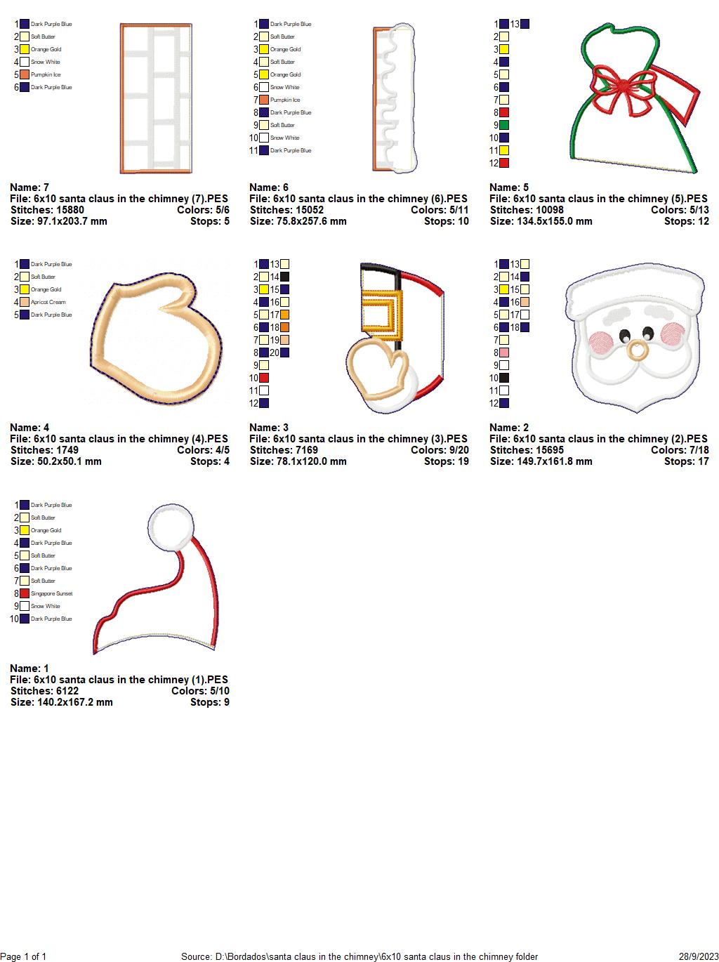 Santa Claus in the Chimney Ornament - ITH Project - Machine Embroidery Design
