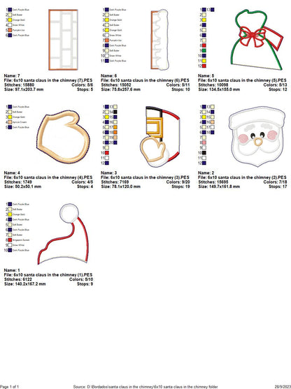 Santa Claus in the Chimney Ornament - ITH Project - Machine Embroidery Design