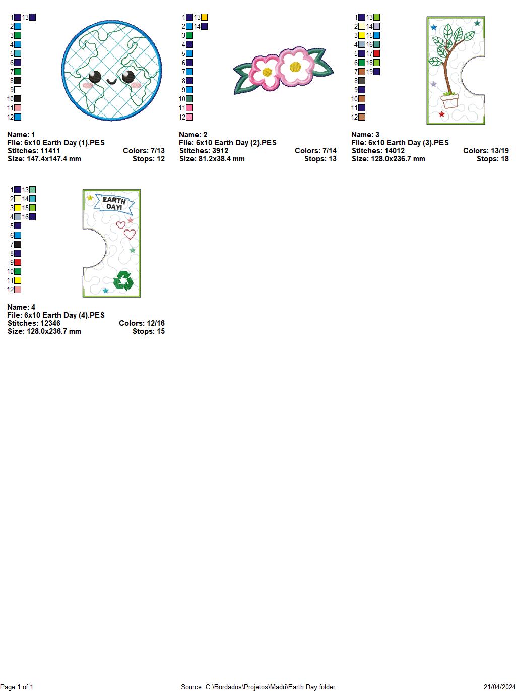 Earth's Day - ITH Project - Machine Embroidery Design