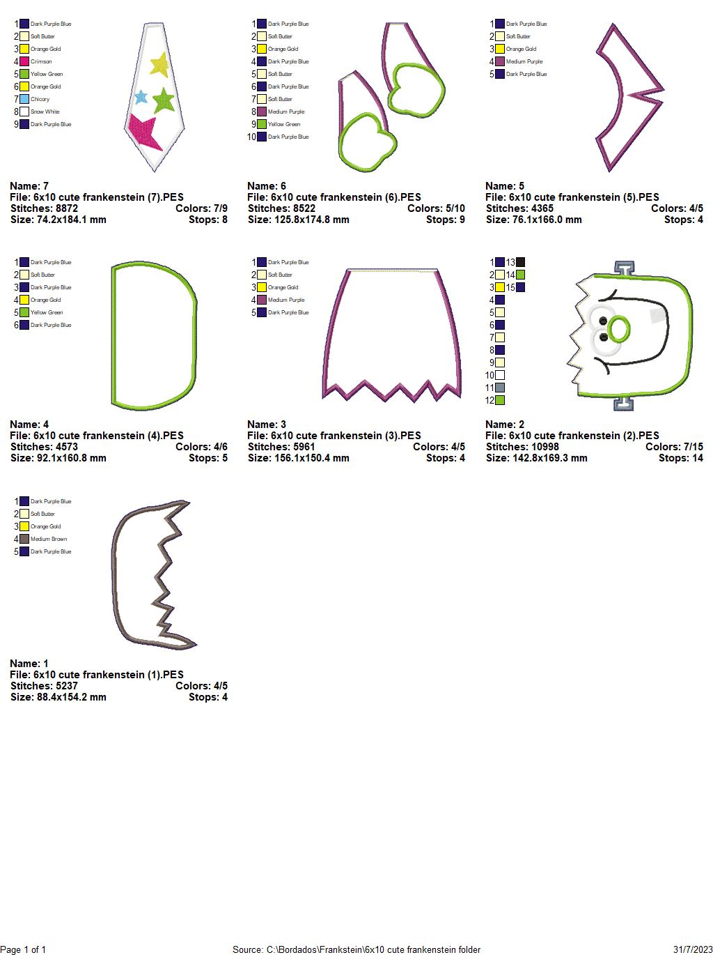 Cute Frankstein - ITH Project - Machine Embroidery Design