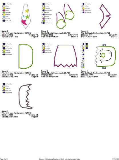 Cute Frankstein - ITH Project - Machine Embroidery Design