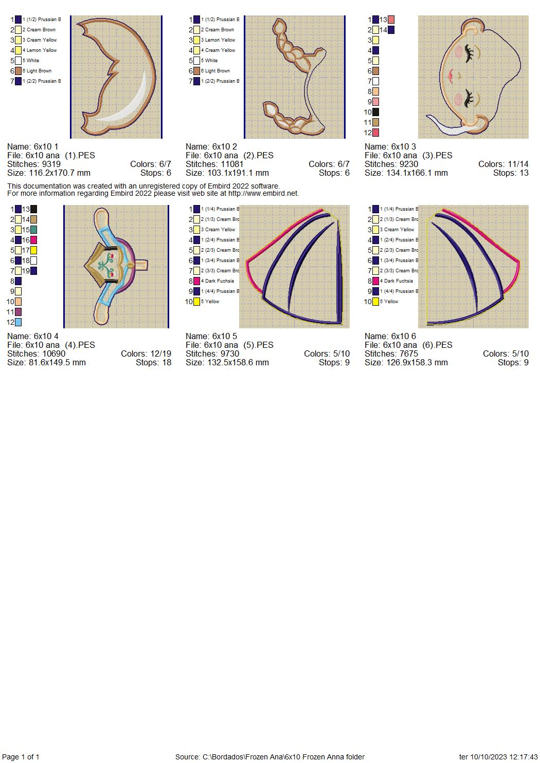 Princess Anna Frozen Ornament - ITH Project - Machine Embroidery Design