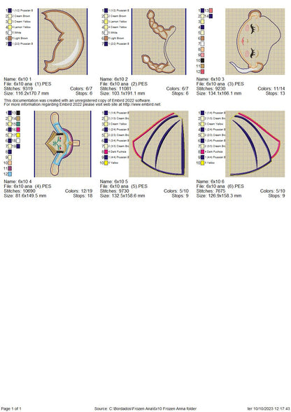 Princess Anna Frozen Ornament - ITH Project - Machine Embroidery Design