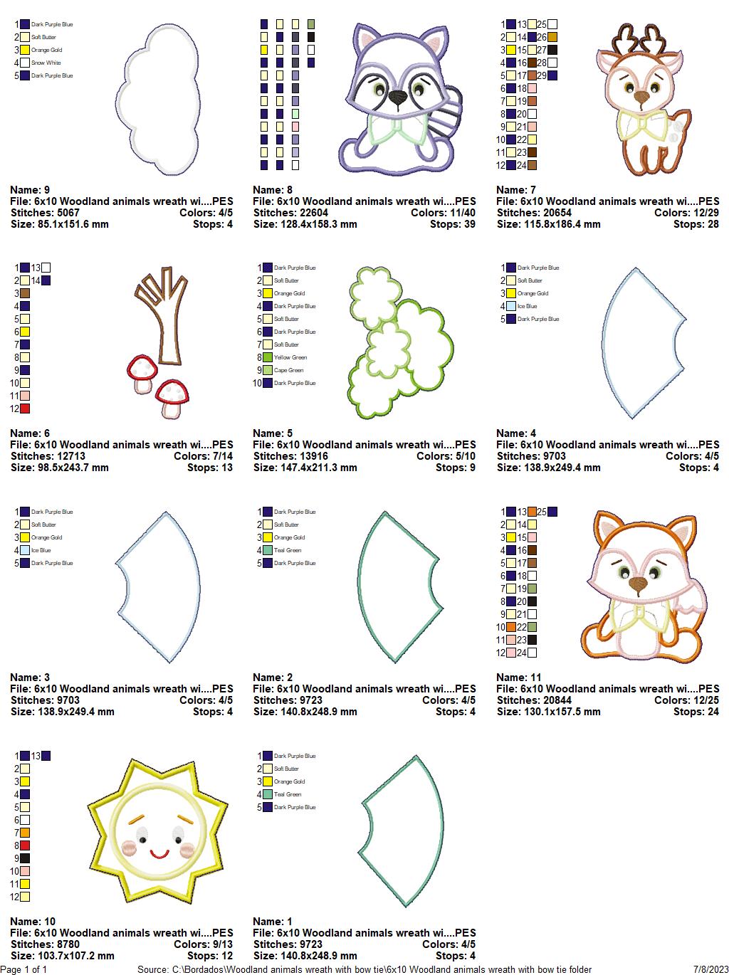 Woodland Animals Boy Wreath - ITH Project - Machine Embroidery Design