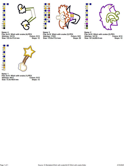 Witch with Snake - ITH Project - Machine Embroidery Design