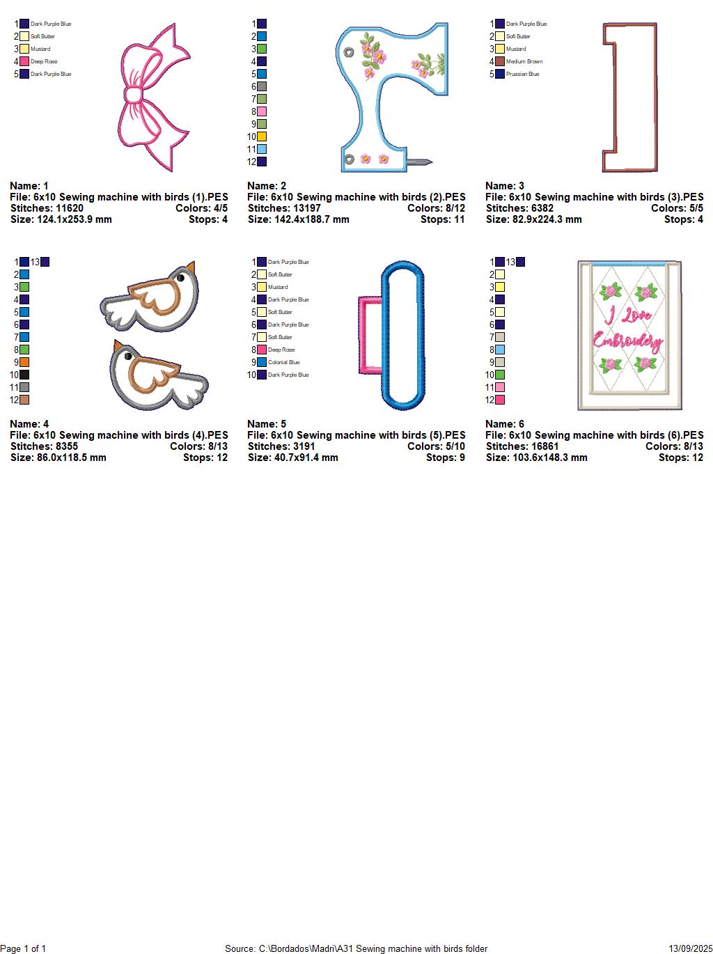 Sewing Machine with Birds – ITH Project – Machine Embroidery Design