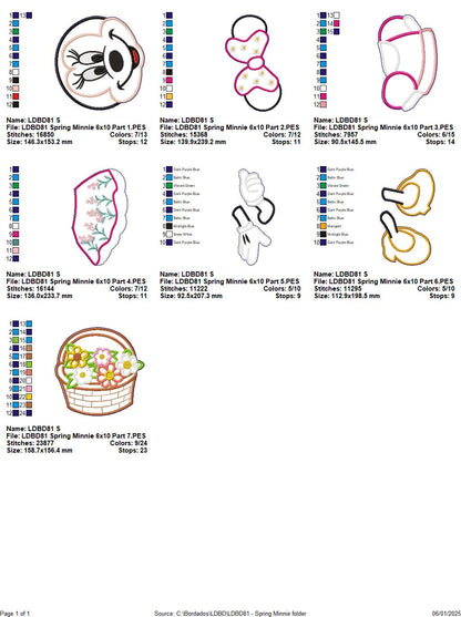 Spring Mickey and Minnie - Set of 2 Designs - ITH Project - Machine Embroidery Design