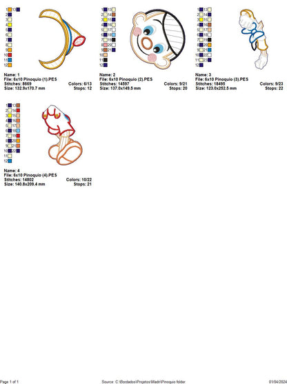 Pinocchio Doll Ornament - ITH Project - Machine Embroidery Design