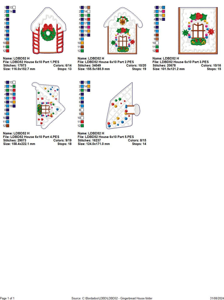 Gingerbread Christmas House - ITH Project - Machine Embroidery Design