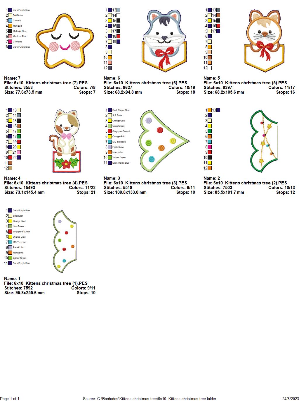 Kittens Christmas Tree - ITH Project - Machine Embroidery Design